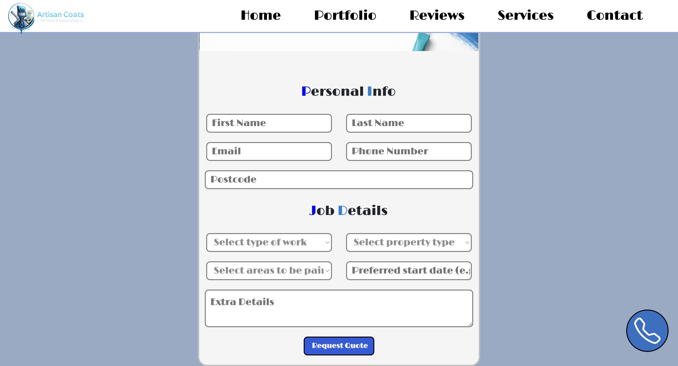 Painting website contact